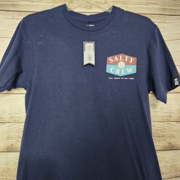 NWT Salty Crew T Shirt Men's Size S Blue Short Sleeve Thrill Seekers Risk Takers - Picture 2 of 11